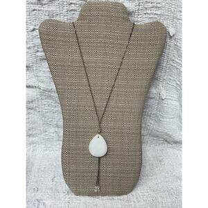 Lori Frantz-Koenig Sterling Silver White Faceted Stone Drop Necklace 34" #61170